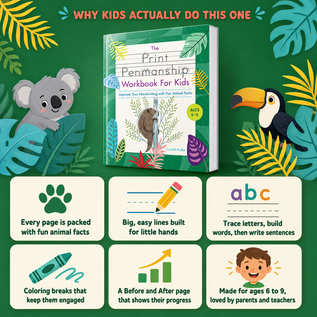 Print Penmanship Workbook for Kids